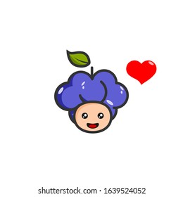 Vector design illustration of kawaii style grape character.Perfect for icon logo design illustration for your food and beverage product