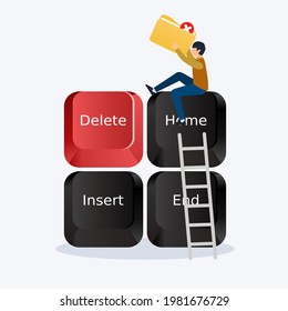 Vector design illustration keyboard background theme delete file 