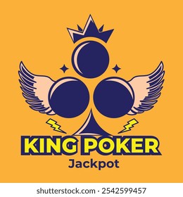 vector design illustration of king poker jackpot with curly poker in peach and blue colors in simple style. suitable for logos, icons, posters, advertisements, banners, companies, t-shirt designs, web