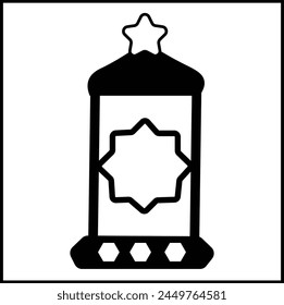 Vektorgrafik Design Illustration von Laternen und Sternen in Schwarz-Weiß im Silhouettenstil. Geeignet für Logos, Icons, Plakate, Anzeigen, Banner, Unternehmen, T-Shirt-Designs, Aufkleber, Websites.
