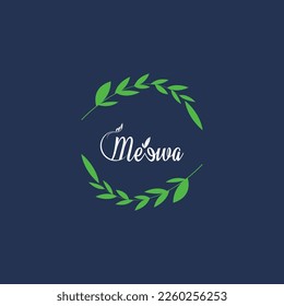 Vector Design Illustration with leaf Text Logo Think Green Concept - Ecology and Green Energy in Trendy Linear Style