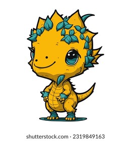 vector design illustration of little dragon character mascot