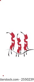 vector design illustration Logo of 3 red ants, like a woman in a pose