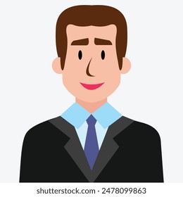 Ilustración de diseño de Vector de un hombre con el pelo limpio, que lleva ropa formal ordenada con una expresión de sonrisa radiante