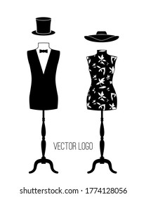 男性と女性のマネキンのベクター画像デザインイラスト ファッション服のロゴやブランド用のシンプルなテンプレート 衣料品店 アトリエ ファッションハウス のベクター画像素材 ロイヤリティフリー Shutterstock