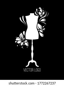   Vector  design illustration of mannequin. Simple template for logo or brand of fashion women clothes. Clothing store, atelier, fashion house. 
