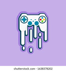 Vector design illustration of a melted game joystick with a purple background.Perfect for game design icon illustration 