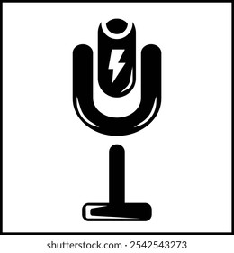 ilustração de design vetorial de uma silhueta de microfone em preto e branco. adequado para logotipos, ícones, cartazes, anúncios, banners, empresas, designs de t-shirt, adesivos, sites.