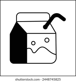 vector design illustration of a milk box in black and white with silhouette style. suitable for logos, icons, posters, advertisements, banners, companies, t-shirt designs, stickers, websites.