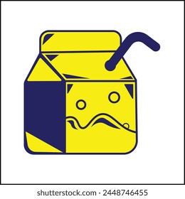vector design illustration of a milk box in yellow and blue in a simple style. suitable for logos, icons, posters, advertisements, banners, companies, t-shirt designs, stickers, websites.