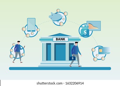 vector design illustration of the modern concept of operational banking, Suitable for web landing page, ui, mobile app, editorial design, flyer, banner, and other related occasion