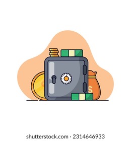 	
Vector design illustration of Money Safe
a surrounded by money , with cartoon or flat design style. Good for your web, mobile app, banking finance design, banner design, medial social, etc.