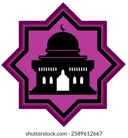 vector design illustration of mosque. Islamic Mosque Vector with a mix of purple colors, mosque silhouette vector design designed with infinite design android application 