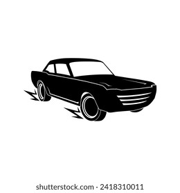 vector design illustration of a moving car with rotating wheels for logo icon, logo brand, car vector template etc