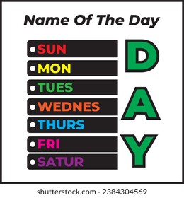 ilustración de diseño vectorial de nombres de días. apto para logotipos, íconos, carteles, diseños de camisetas, pegatinas, anuncios, empresas, conceptos, sitios web.