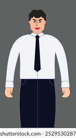 Ilustración de diseño de Vector de un hombre vestido casualmente bien vestido que lleva una camisa y pantalones de material.