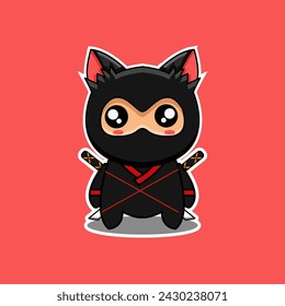 vector design illustration of a ninja cat mascot
