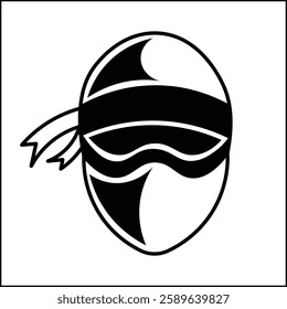 vector design illustration of a ninja head silhouette in black and white. suitable for logos, icons, posters, advertisements, banners, companies, t-shirt designs, stickers, websites.