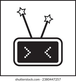 vector design illustration of an old school television character with pixel eyes. suitable for logos, icons, posters, t-shirt designs, websites, concepts, advertisements. decal.