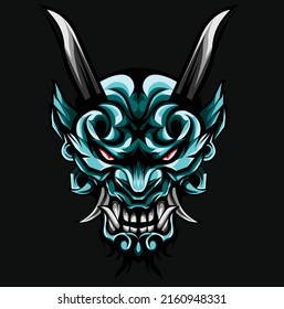 vector design illustration oni japanese devil mask