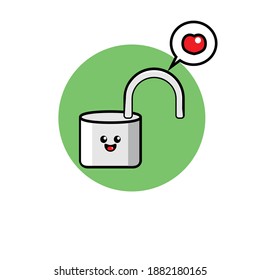 Vector design illustration of a padlock in love