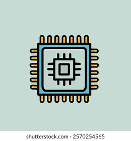 vector design illustration of Processor on a computer on a plain background.