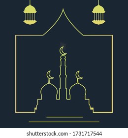 ilustración de diseño vectorial del fondo ramadán en líneas de mezquita
