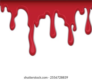 vector design illustration of a red liquid that looks like blood dripping from top to bottom