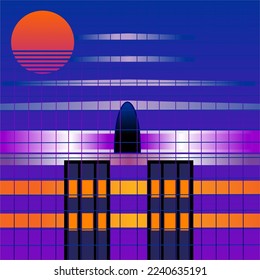 Vektorgrafik-Retro-Synthwave