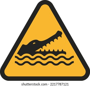 Vector Design Illustration Of Road Signage Alert Crocodile 