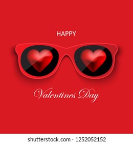 
Vector design illustration, romantic glasses with hearts. Valentine's Day