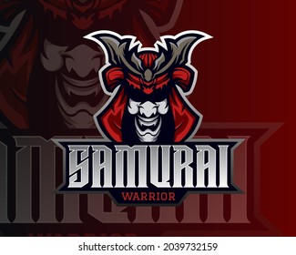 ilustración de diseño vectorial del guerrero de cabeza samurai, adecuada para el concepto de ilustración moderna para impresión de equipo, placa, emblema, camiseta, etc.