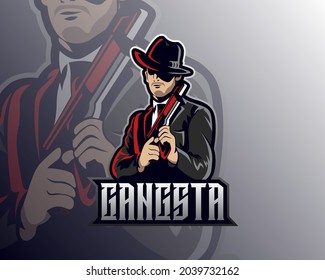 Vector Design Illustration Of Secret Agent With Gun, Suitable For Modern Illustration Concept For Team Printing, Badge, Emblem, T-shirt Etc.