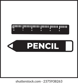 vector design illustration of the silhouette of a pencil and ruler in black and white. Suitable for logos, icons, websites, stickers, concepts, posters, t-shirt designs, advertisements.
