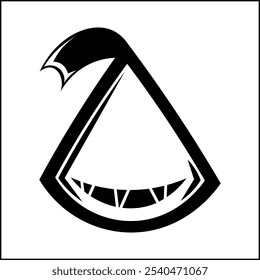 vector design illustration of the silhouette of a triangular monster head, in black and white. suitable for logos, icons, posters, advertisements, banners, companies, t-shirt designs, stickers, web.