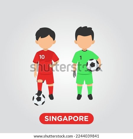 Vector Design illustration of Singapore collection football player of  with children illustration (goal keeper and player).