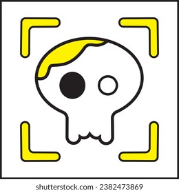 Vector design illustration of Skull head in yellow color. suitable for logos, icons, posters, t-shirt designs, stickers, websites, advertisements, concepts.