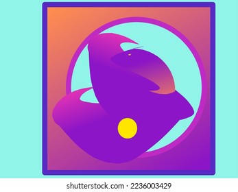 vector design illustration of squares and circles with fish object.