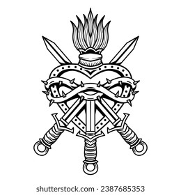 Ilustración de diseño de vectores tatuaje escuela antigua