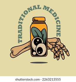 vector design, illustration of traditional medicine. very suitable for merchandise, stickers, wallpaper or whatever.