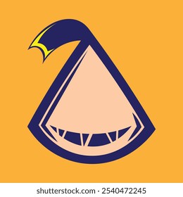 vector design illustration of a triangular monster head, with peach and blue colors and a simple style. suitable for logos, icons, posters, advertisements, banners, companies, t-shirt designs, sticker