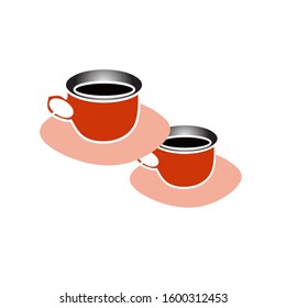 Vector design. Illustration of two antique cups