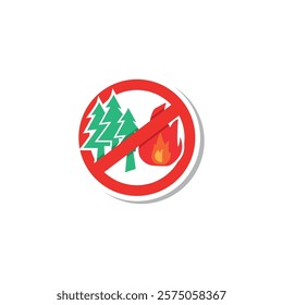 vector design illustration of a warning against burning forests, trees.