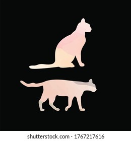vector design illustration of a watercolor cat
