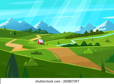 Vector design illustration for web design development, natural landscape graphics.