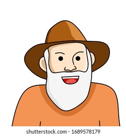 ilustración vectorial de un anciano blanco con barba y fondo blanco
