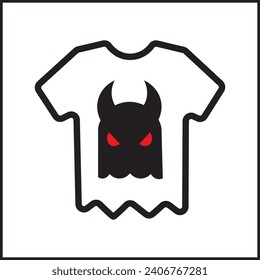 vector design illustration of a white shirt with a black ghost logo. Suitable for posters, banners, logos, icons, websites, t-shirt designs, stickers, concepts, advertisements.