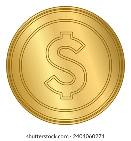 Diseño vectorial, diseño ilustrador de la moneda de oro, fondo blanco 
