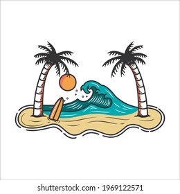 Vector design image of beach, beach logo, vintage beach icon.
