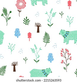 vector design image illustration plant bear and summer